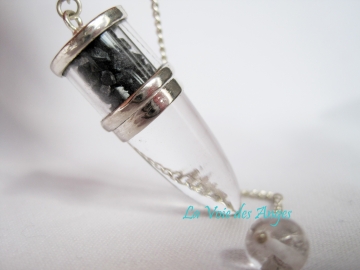 .Pendule Quartz et Tourmaline noire