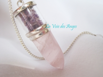 .Pendule Quartz rose et Améthyste