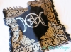 Nappe d'Autel : Triple Lune et Motifs Dorés (60cm)
